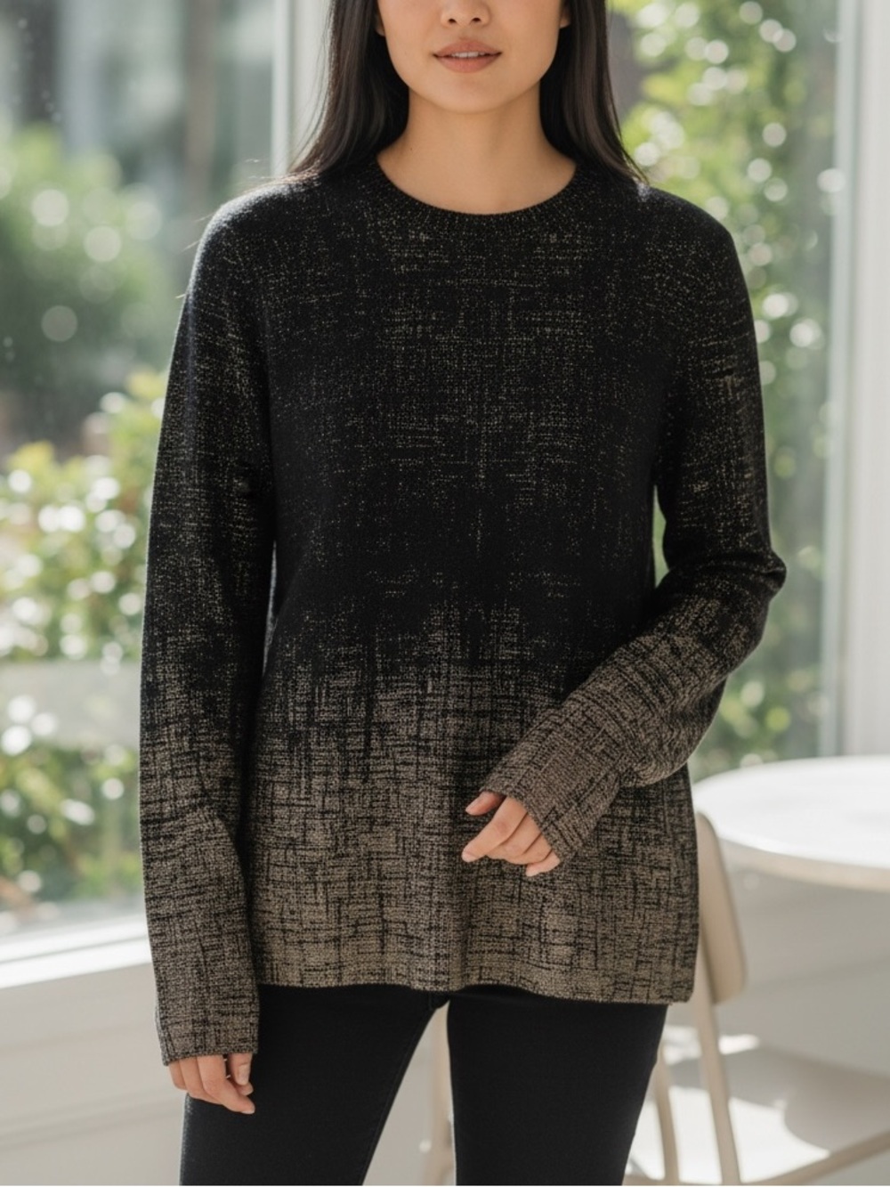 Lafayette 148 black and gold wool sweater